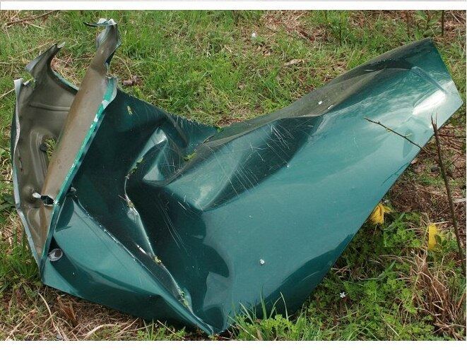 Tannerite car hood wreckage